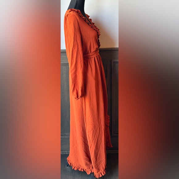 Simplee Apparel Terracotta Long Sleeve Boho western Dress NWT Medium - Picture 5 of 8